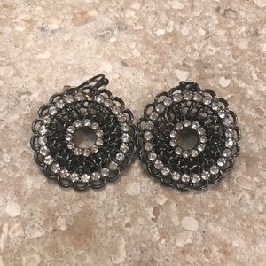 Beautiful black earrings with rhinestones